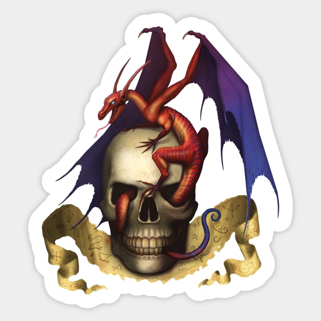 Skull Dragon Sticker by Daniel Ranger